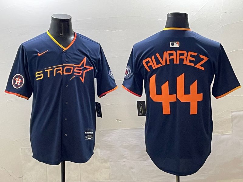Men Houston Astros 44 Alvarez Drak Blue Three generations Joint Name 2025 Nike MLB Jersey style 8